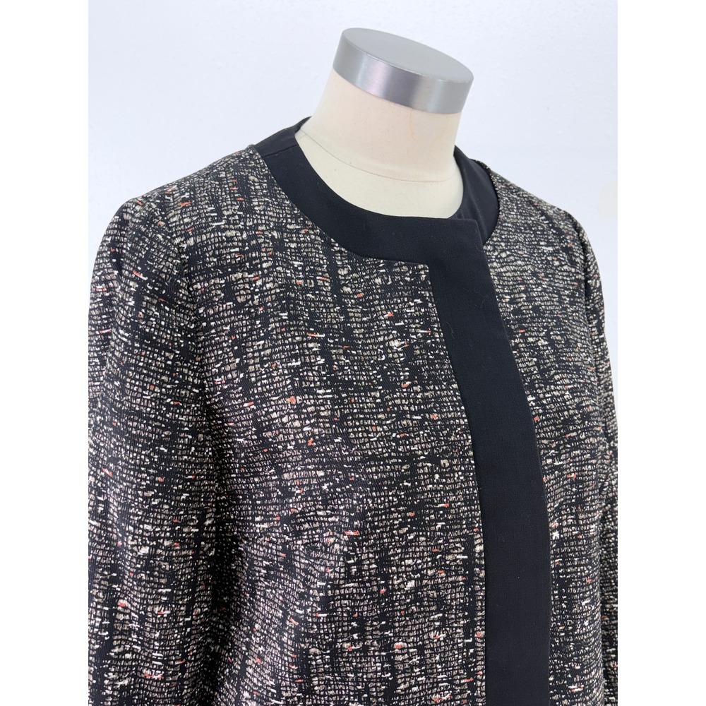 Max Mara Size 10 Black Multicolor Metallic Tweed Open Front Jacket Italy